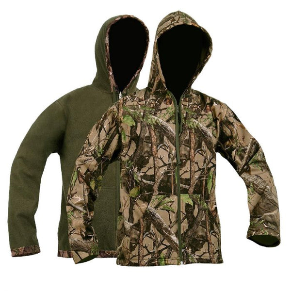 Sniper Mens Olive Soft-Shell Reversible Hoody Jacket
